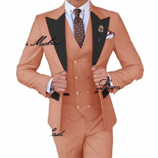 Коралловый 2024 Мужской костюм из 3 предметов Формальный свадебный смокинг жениха по индивидуальному заказу XS-5XL Костюм Элегантный вечерний костюм Dr для мужчин Y81m #