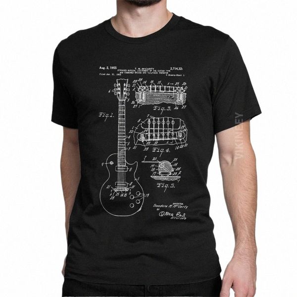 Patente Acoustic Electric Guitar Music Men T Shirt Crazy 100% Cott Mangas Curtas Tees Crew Neck T-Shirts Impressas Tops s7Il #