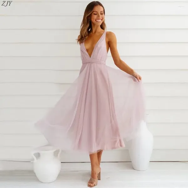 Vestidos de festa moda mulheres verão coquetel formal cor sólida cintas de espaguete malha cintas vestido para meninas