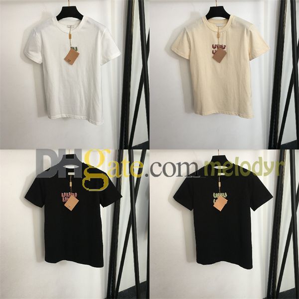 Mulheres carta de manga curta camisetas verão magro preto branco t camisa topos respirável sweatshirts designer sólido algodão tshirts