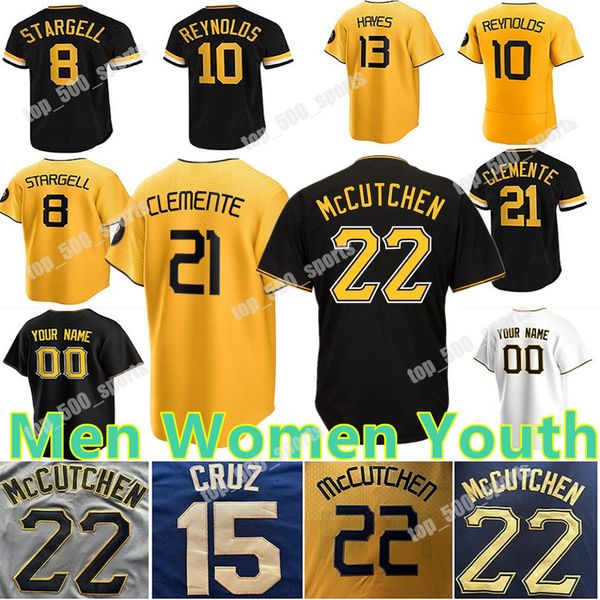 Custom Oneil Cruz Andrew 22 McCutchen Jersey Aroldis Chapman Paul Skenes Roberto Clemente Barry Bonds Bae Hayes Rowdy Pirates Tellez Davis Joe Reynolds Base 312