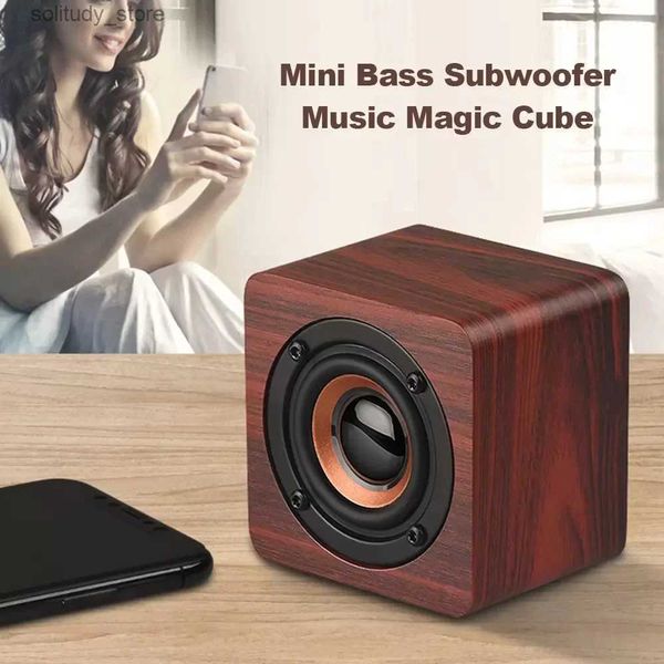 Alto-falantes portáteis de madeira sem fio subwoofer portátil alto-falante de madeira bluetooth poderoso baixo caixa de som leitor música q240328