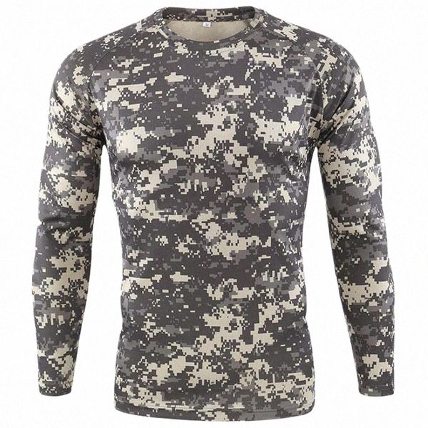 New Outdoor Quick Dry T Shirt Men Tactical Camoue Lg manga em torno do pescoço Esportes Exército Militar Camiseta Camo engraçado T-shirt 3D a9vS #