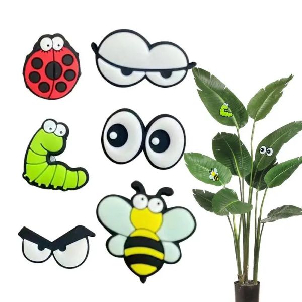 Çıkartmalar bitki mıknatısları saksı bitkiler için gözler 6pcs komik bitki güvenli mıknatıs pimleri cazibe kapalı bitki aksesuarları dekoratif mini mıknatıslar