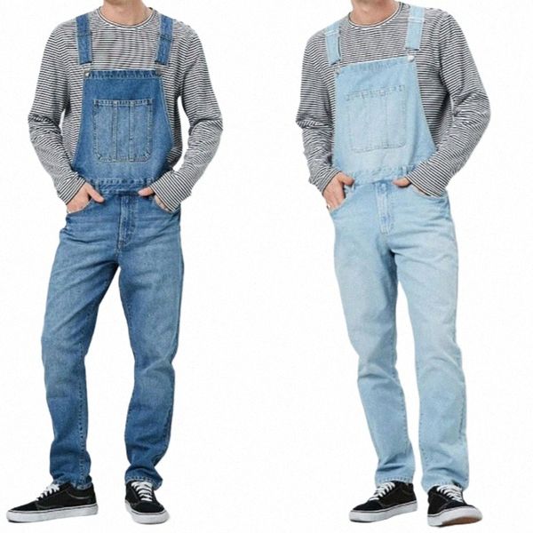 Autunno New Fi Denim Jeans Hip Hop Uomo Casual Oversize Tuta Pantaloni vintage Uomo Un pezzo di jeans con bretelle T2GM #