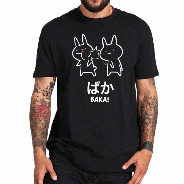 Baka Rabbit Slap T Shirt Anime Japonês Bonito Tops Manga Curta Cott O-pescoço Tee Novidade Bonito Japão Camiseta Tamanho UE k1k3 #