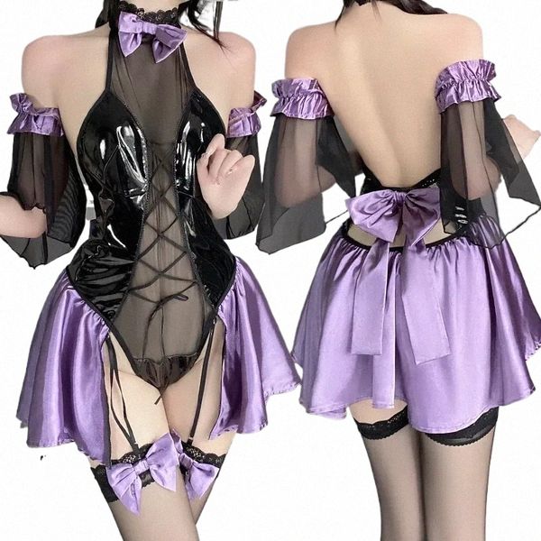 Jogo Genshin Impact Fischl Cosplay Costume Mulheres Sexy Maid Lolita Meninas Nightwear Backl Bodysuit Lingerie Terno Macacão B7jg #