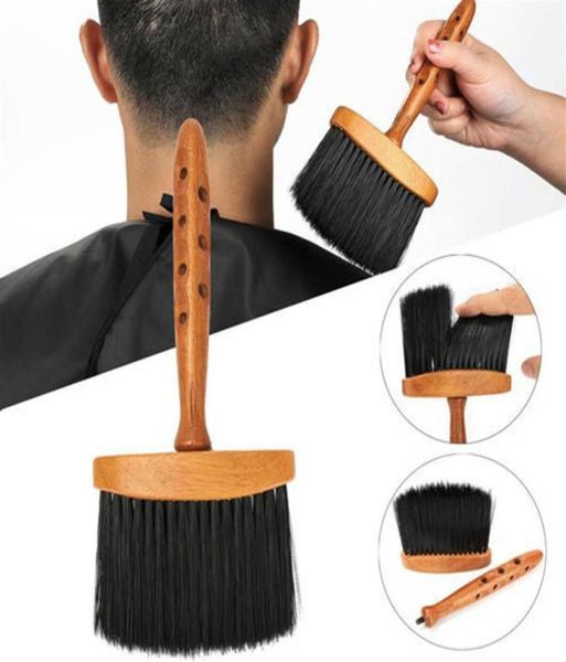 Punho de madeira macio pescoço rosto espanador escova barbeiro limpeza cabelo escova removedor poeira salão cabeleireiro corte tool20336728829