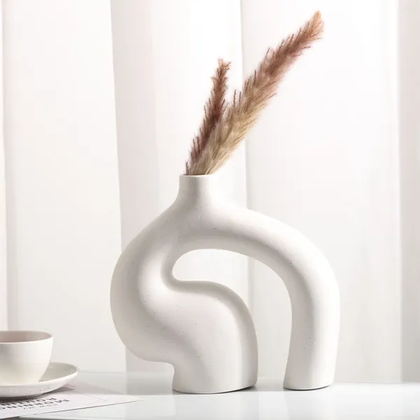 Vasos moderno abstrato oco vaso de cerâmica casa decoração acessórios escritório desktop sala de estar decoração flor para