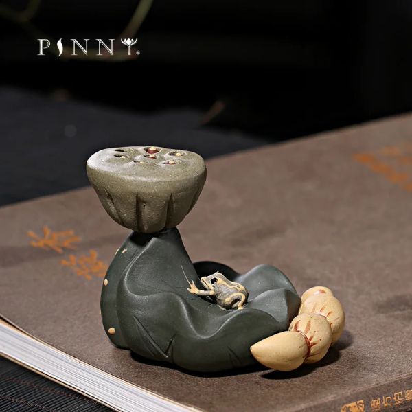Sculture PINNY Argilla viola Semi di loto Portavaso Tea Pet Ceramica Cerimonia del tè Ornamenti Zen Zen Ornamenti creativi Figurine
