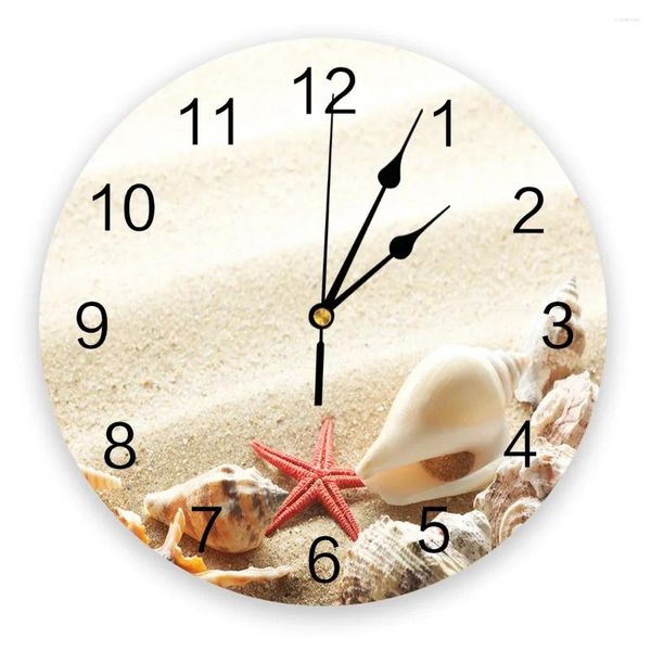 Relógios de parede Praia Starfish Shell Relógio Design Moderno Breve Decoração de Sala de Estar Cozinha Arte Relógio Decoração de Casa