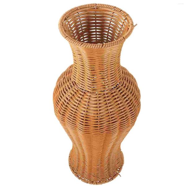 Vasi Vaso da fiori intrecciato in rattan Contenitori rustici Contenitori da pavimento grandi decorativi in imitazione vimini alti