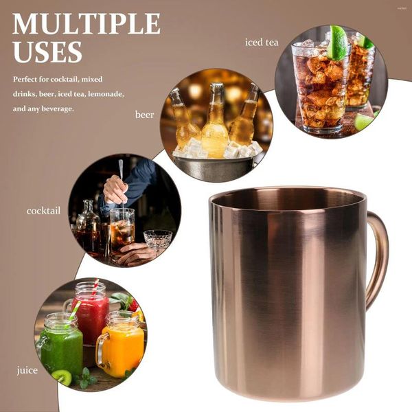 Canecas Caneca de cerveja Moscou Mule Cobre Aço Inoxidável Chá Café Leite Copo de Água Beber Cozinha Bar Chopes