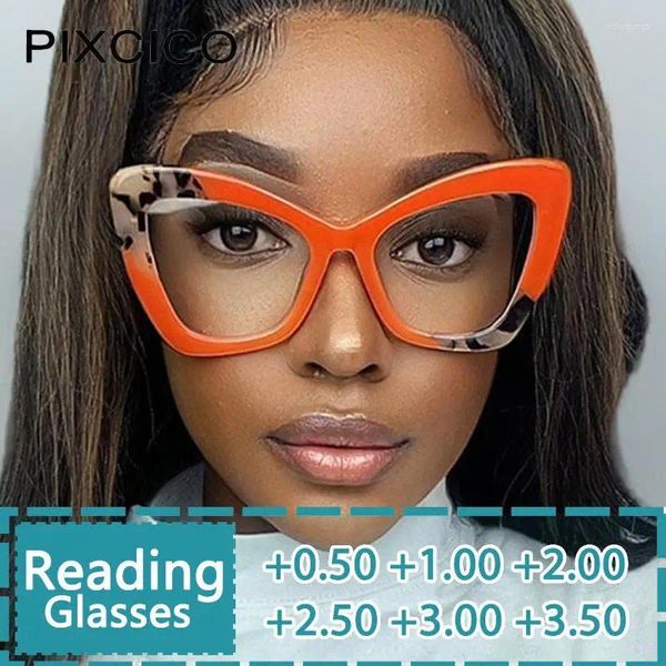 Солнцезащитные очки R55400, ацетатные очки для чтения в большой оправе, диоптрийные 1,00-2,00, высококачественные женские модные очки с леопардовым принтом «кошачий глаз» для пресбиопии