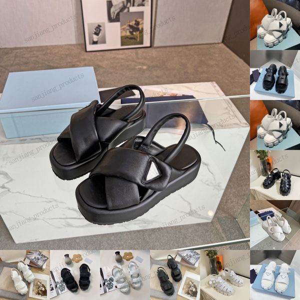 Sandali in gommapiuma famosi designer da donna Triangolo fibbia in metallo Pantofola Piattaforma Appartamenti Zeppa Nappa Pelle Morbido gladiatore Infradito Scarpe estive da spiaggia graffi muli