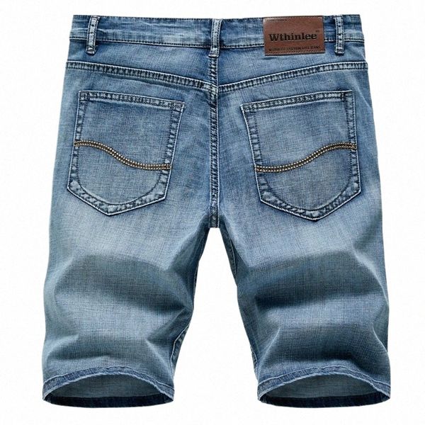 2023 verão novo masculino denim shorts clássico preto azul fino secti fi magro busin casual jeans shorts masculino marca l9lX #