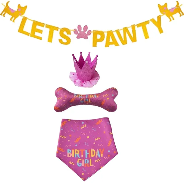 Vestuário para cães Aniversário Bandana Chapéu Bone Toy Party Set Pet Happy Fornecedores Decorações para animais de estimação