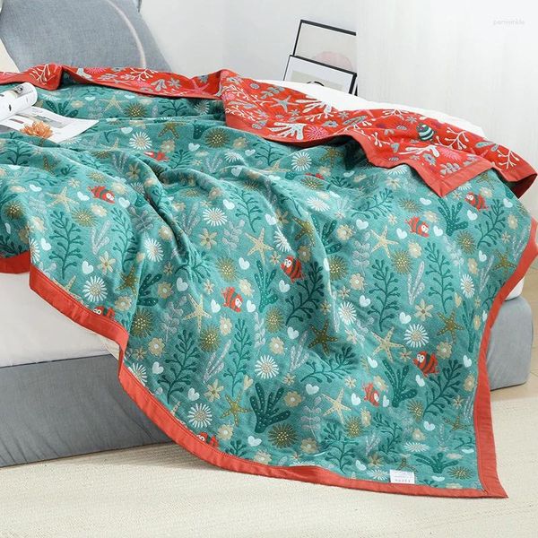 Decken Bett Plaid Decke Für Betten Baumwolle Gaze Boho Dekor Sofa Handtuch Sommer Kühl Quilt Kawaii Freizeit Bettdecke Blätter