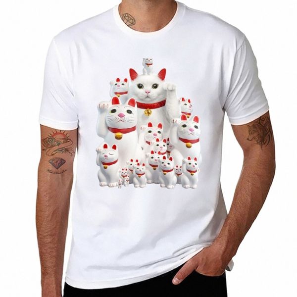 novo The traditial Maneki Neko T-Shirt peso pesado camisetas anime roupas dos homens camisetas simples 67QT #