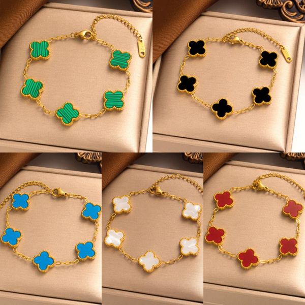 18K Gold Plated Fashion Charm Bracelet Woman Woman Jóias de designer de trevo de quatro folhas