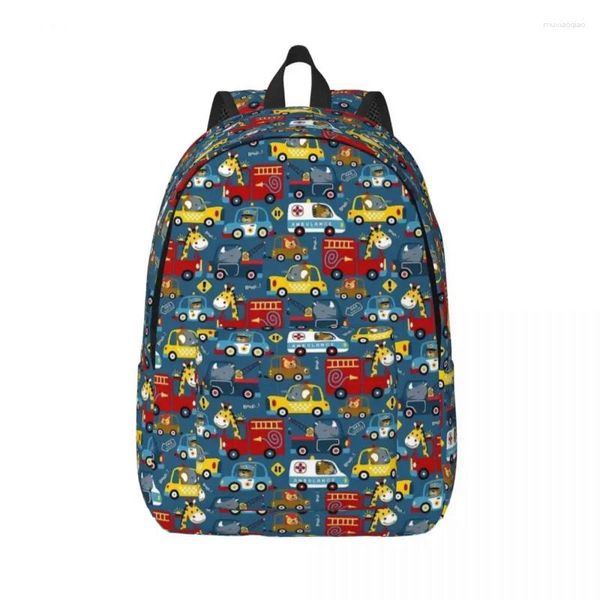 Sacos de armazenamento Padrão sem costura Caminhão de construção com motoristas engraçados mochila para jardim de infância escola primária estudante bookbag daypack presente