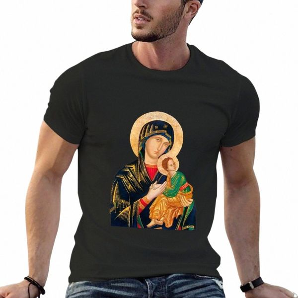 Our Lady of Perpetual Help transparenter Hintergrundentwurf T-Shirt-Shirts Grafik-T-Shirts Anime schlichte schwarze T-Shirts Männer 946d#