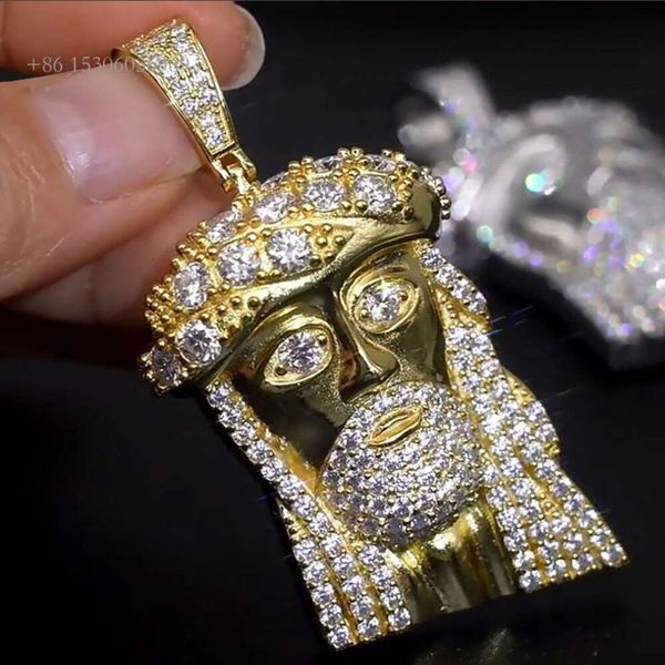 Produttore di gioielli hip-hop Vendita calda Prezzo basso Ciondolo testa di Gesù in argento sterling personalizzato Sier Moissanite