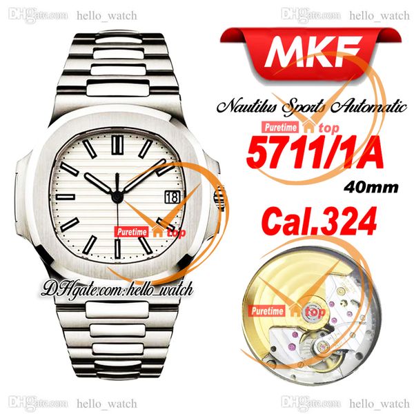 MKF 40mm Sport 5711/1A-011 Cal.324 Orologio automatico da uomo 5711 Quadrante con texture bianca Bracciale in acciaio inossidabile con zaffiro Orologi Super Edition PPHW B002B