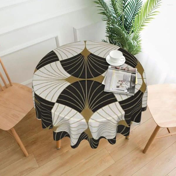 Toalha de mesa ginkgo planta geométrica ao ar livre capa redonda kawaii gráfico para cozinha sala de jantar