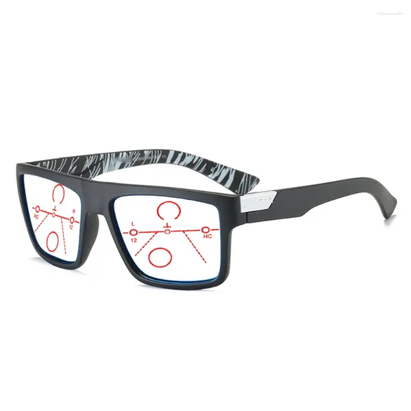 Sonnenbrille Übergroße quadratische TR90 MÄNNER Sport Progressive Multifokale Lesebrille 0,75 1 1,25 1,5 1,75 2 2,25 2,5 2,75 bis 4