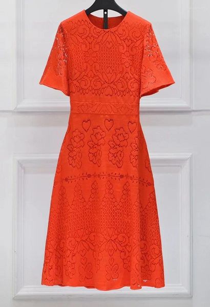 Partykleider XXL Kleid Vestidos de Fiesta 2024 Frühling Sommer Luxus Frauen O-Ausschnitt Schatz Muster Kurzarm Orange Weiß Grün