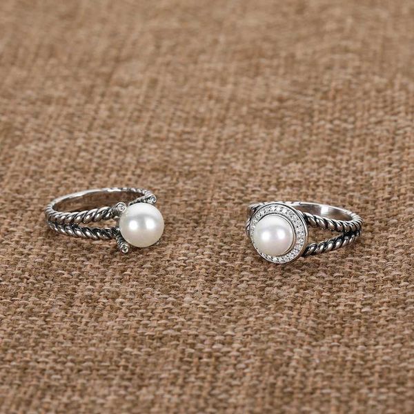 Nachahmung Perle Ring Vintage-Schmuck Frauen Twisted Wire Hochzeit Verlobung Design Geburtstagsgeschenk