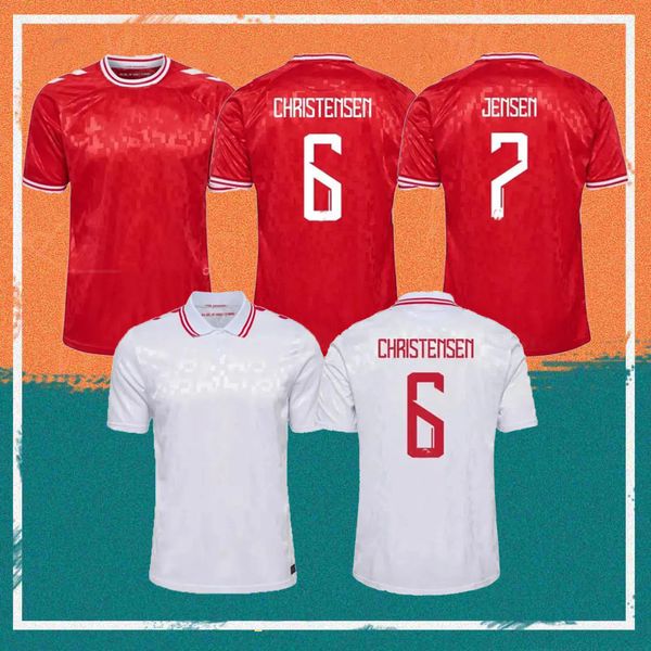 2024 Dinamarca Euro Cup Futebol Jerseys 24/25 KJAER MAEHLE CHRISTENSEN JENSEN Camisa da seleção nacional BRAITHWAITE ERIKSEN DOLBERG YURARY HOJBJEG Uniforme de futebol