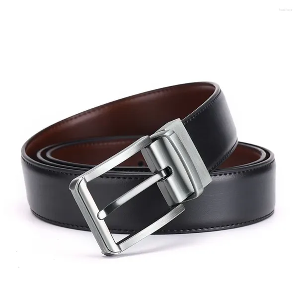 Cinture Cintura da uomo in vera pelle Cintura casual da lavoro Cintura reversibile con fibbia ruotata Pantaloni di lusso Jeans per uomo