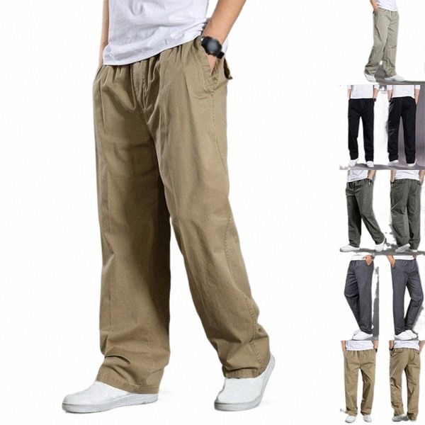 Mens Casual Cargo Cott Hosen Männer Tasche Lose Gerade Hosen Elastische Arbeitshose Marke Fit Jogger Männlich Super Große Größe 6XL 29OE #