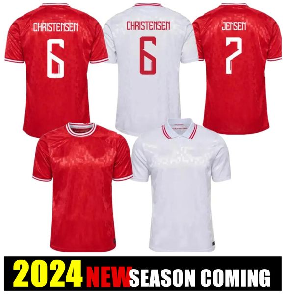 Maglia da calcio 2024 Nuova squadra nazionale 2025 24 25 Maglia da calcio da uomo Kit completo per bambini Home Red Away White Men Uniform CHRISTENSEN JENSEN ERIKSEN DOLBERG