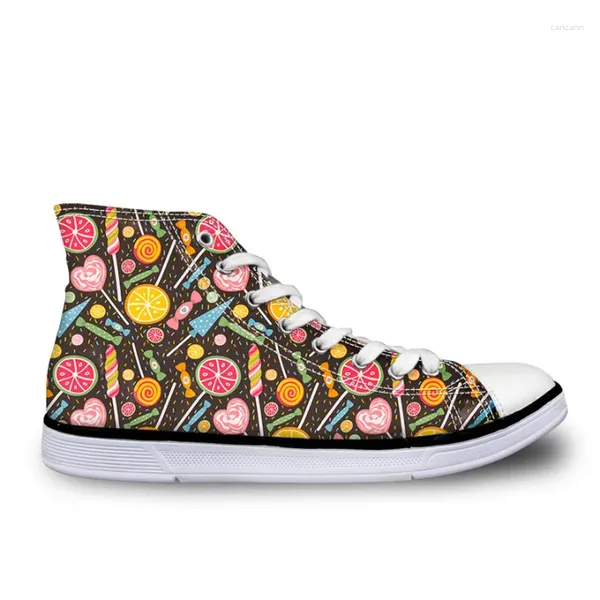 Sapatos casuais frutas pirulito impressão estudantes lona vulcanizar para meninas adolescentes lazer rendas até mulheres tênis de inverno zapatos