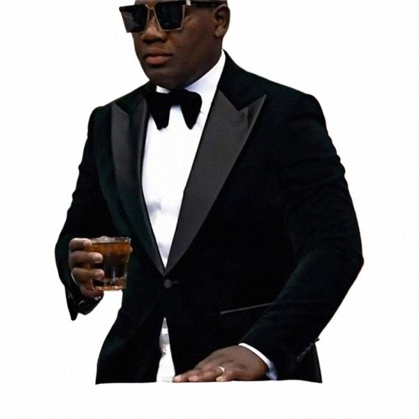 Formale Anzugjacke für Männer Slim Fit African Fi Smoking Veet Blazer 1 Stück Hochzeit Prom Bräutigam Spitzenrevers Männlicher Mantel c1rz #