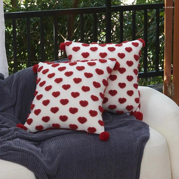 Cuscino Copritestata Rosso Amore 45x45 cm Custodia In Tessuto Traspirante Fatta A Mano Per La Decorazione Domestica Della Stanza Della Bambina