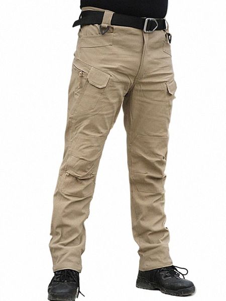 pantaloni tattici per pantaloni da allenamento in tessuto scozzese iX7 da uomo, pantaloni da combattimento, abiti da lavoro, pantaloni multi-bag B6kb#