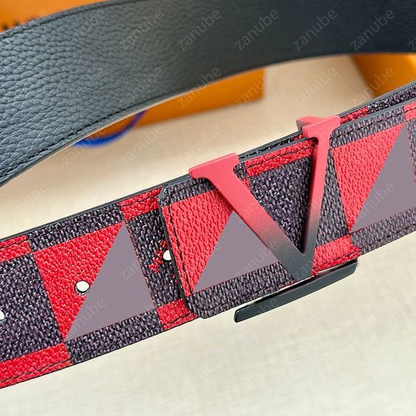 Moda Damier Belt for Men Luxury Gradiente de cor letras da marca Buckle Designer Inicia cinturões femininas Classic Wauds Roupa diária com largura de caixa 4cm -12