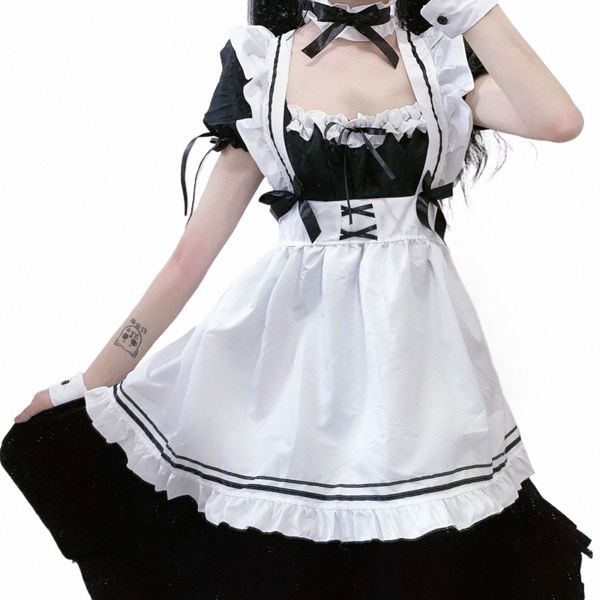 2024 Nero Carino Lolita Cameriera Costumi Ragazze Donne Bella Cameriera Costume Cosplay Animati Mostra Vestito giapponese Dr Vestiti C0uW #