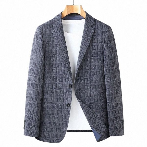 Cappotto da uomo coreano slim fit migliore qualità 2022 Cappotto da uomo semplice primavera estate sottile da uomo semplice elastico blu blazer giacche g33W #