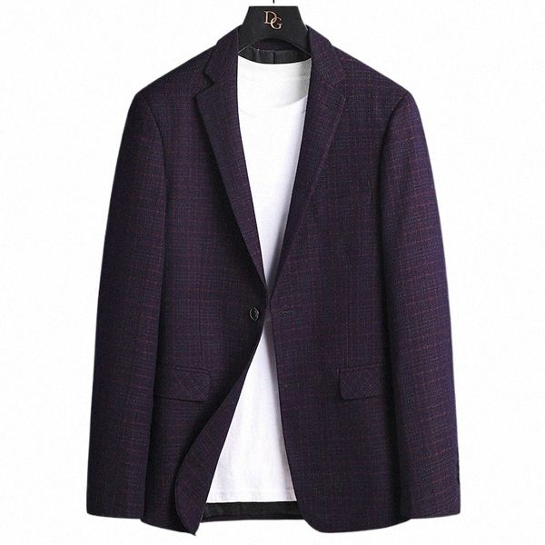 Männer Blazer Neue Slim Fit Karierten Anzug Busin Casual High-end Koreanische Jacke Hochzeit Party Mantel 61dX #