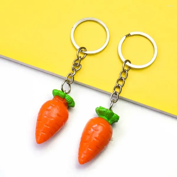 Chaveiros Emulação Cenoura Rabanete Vegetal PVC Resina Pingente Chaveiros Engraçado Carota Carteira Mochila Dangle Encantos Chaveiros Jóias Presentes