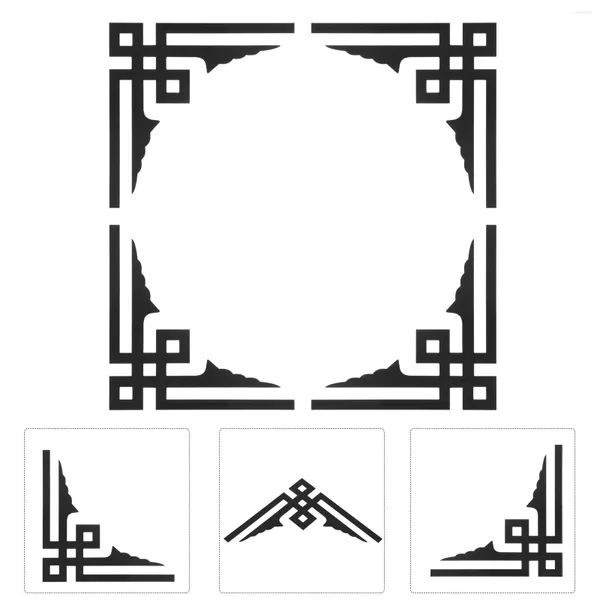 Sfondi 4 pezzi adesivi tridimensionali con fiori diagonali, cornice staccabile e bordo a specchio