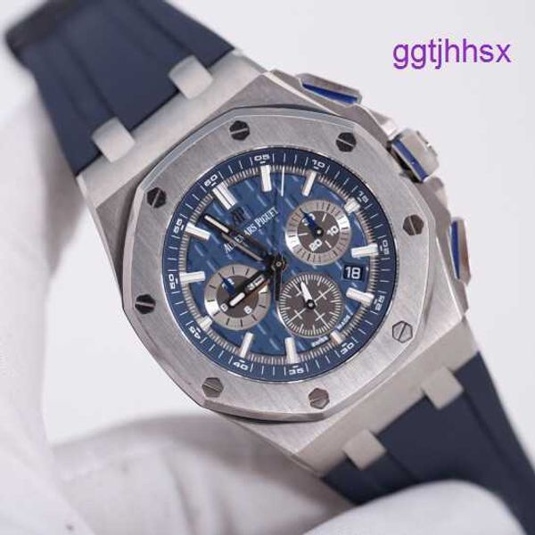 AP Vestido Relógio de Pulso Royal Oak Offshore 26480TI Relógio Masculino Placa Azul Titânio Máquinas Automáticas Mundialmente Famoso Relógio Suíço Fita de Relógio Esportivo