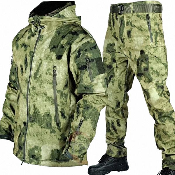 Pantaloni giacca mimetica Imposta uomo inverno pelle di squalo tuta tattica impermeabile abbigliamento da lavoro tasche multiple uniforme da combattimento da corsa 29yd #