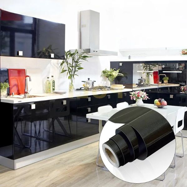 Пленки WZF самоклеящиеся кухонные маслостойкие водонепроницаемые виниловые обои для комнаты, шкафа, шкафа, глянцевая паста, мебельные 3D наклейки на стену