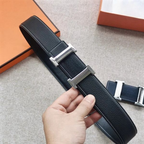 Cinto masculino de 3,8 CM de duas cores, cinto de couro de dupla face personalizado com hardware de aço de precisão, padrão de couro galvanizado, claramente visível com excelente toque